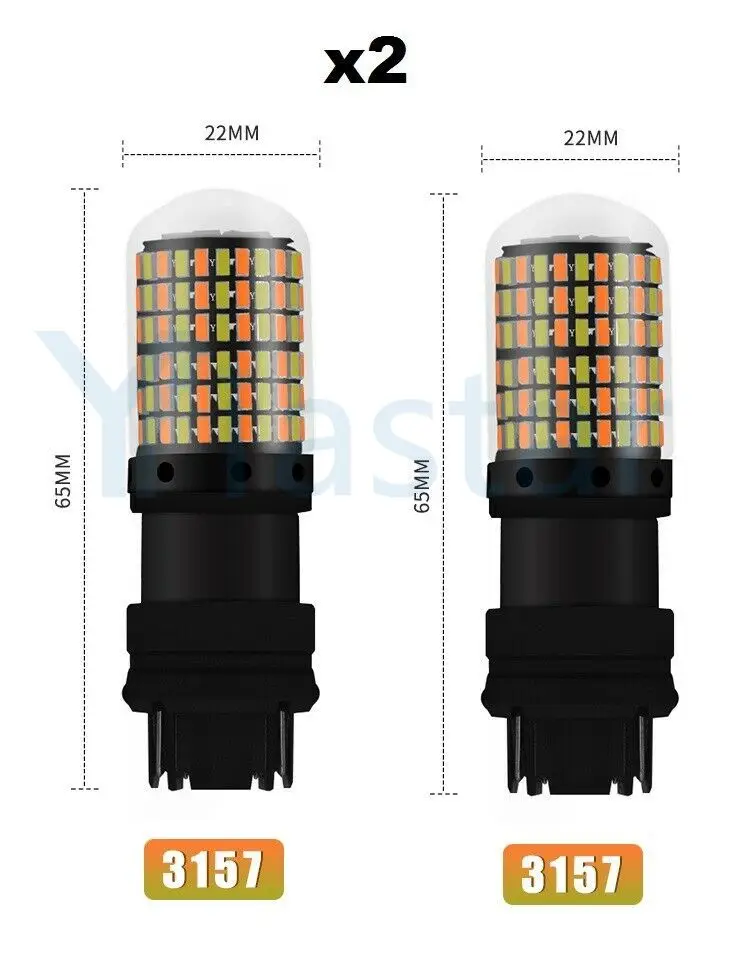 2-Pcs DC Dual Color p21/5w 1157 BAY15D 3014 168 SMD 3157 7443 W21W Switchback Led Bulbs DayLight Turn Signal Light White Amber