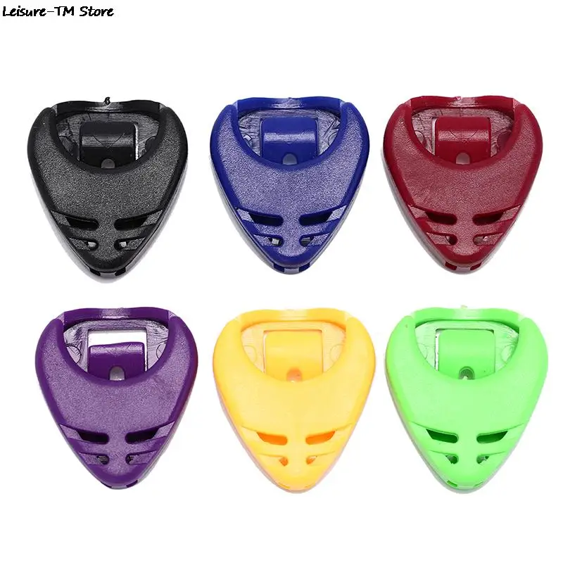 6Pcs Plastic Heart Shape Guitar Pick Collection Holder Accessories Guitar Pick Case Box Random Color