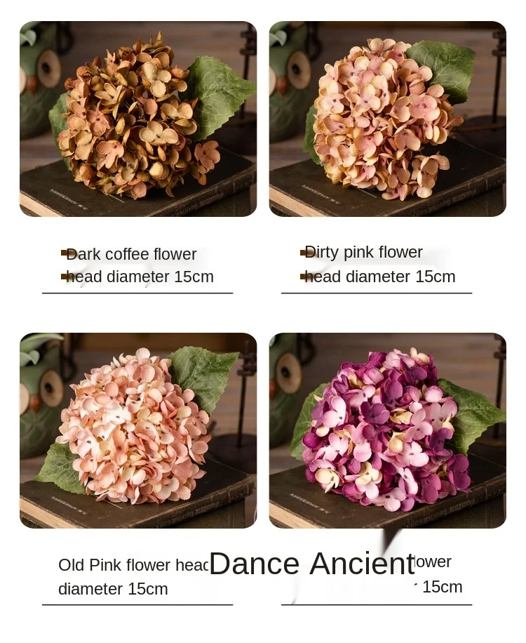 Simulation Flower Retro Hydrangea Wedding Decoration Home Living Room Wall Decoration Photography Props Fake Flowers