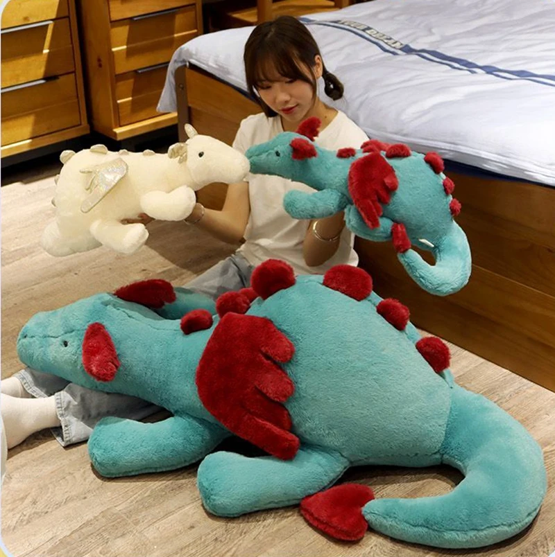 

30-120cm Fluffy Blue Pterosauria Dragon Rabbit Plush Toy Stuffed Evil Red Fly Wings Fire Dragon Plushies Doll Toys For Kids Boy