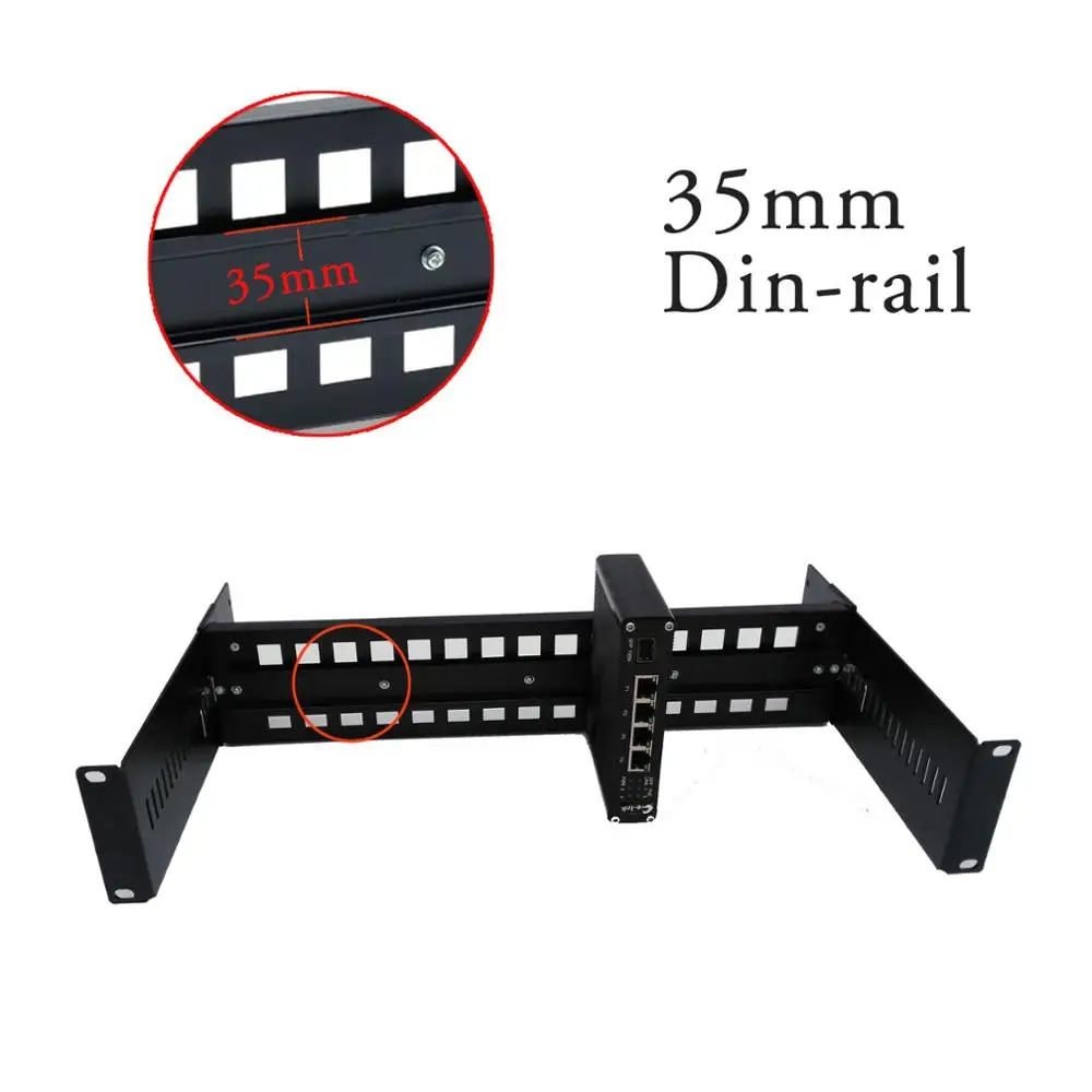 19 Inch Adjustable Rackmount Din Rail Aluminum Case Chassis in Cabinet Bracket for 35mm Din-Rail Mount Devices