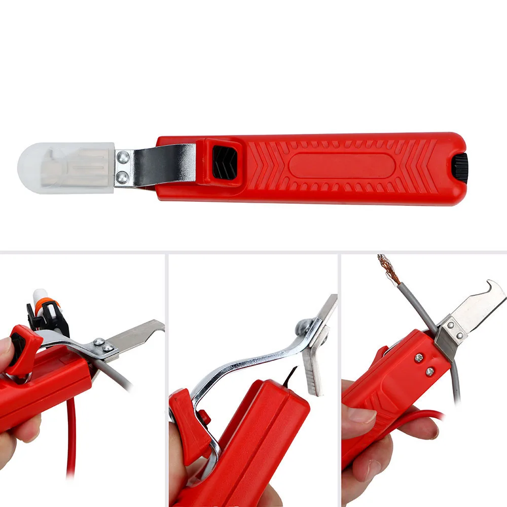 DIYWORK Rubber Handle Wire Stripper Knife Insulation Stripper Cable Stripper Fastness PVC Cable Adjustable 8-28mm