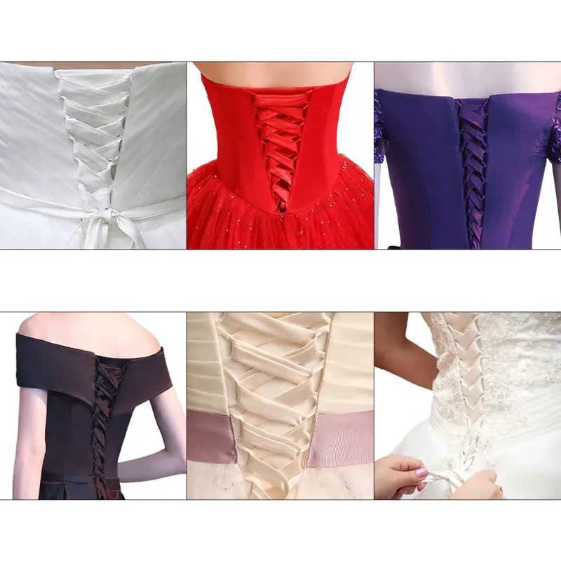 118Inch Wedding Dress Zipper Replacement Adjustable Corset Back Kit Lace-Up Satin Ribbon Ties for Bridal Banquet Evening Gown