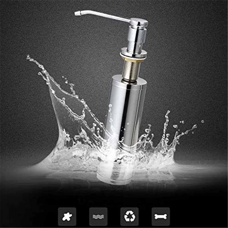 Sink Liquid Soap Dispenser Deck Mounted Counter Soap Dispenser For Kitchen Sink Complete Brass Pump And Stainless Steel Bottle