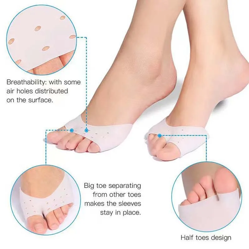 1pair Silicone Toe Covers High Heels Forefoot Pads Anti wear Feet Relieves Hallux Valgus Foot Pain Gel Protector Foot Care Tool