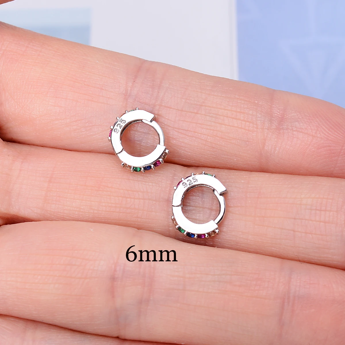 Rainbow CZ Huggies Hoop Earrings Girl Tiny Rings Cartilage Small Helix Piercing Tragus Conch Earlobe Circle Men Hoops Arete