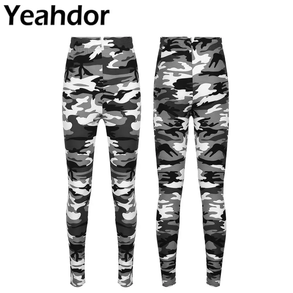 

Womens Sports Pants Camouflage Print Leggings Sportswear High Waist Tummy Control Opaque Tights for Workout Running Cycling