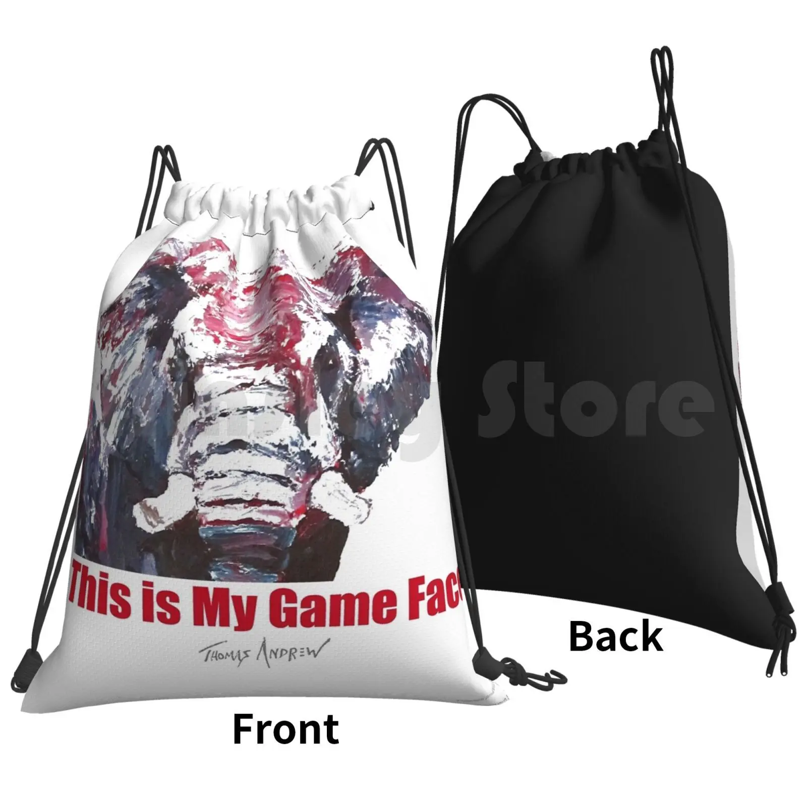 This Is My Game Face _ Full Color By Thomas Andrew Backpack Drawstring Bags Gym Bag Waterproof Elephant Elephants