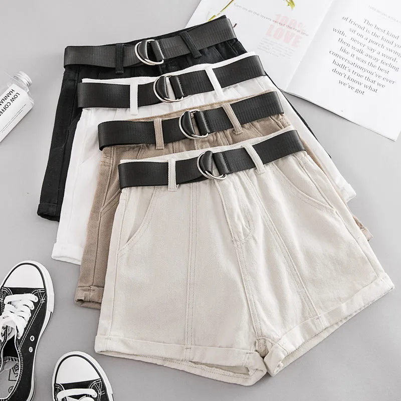 

2020 New Summer Women Casual Loose Jeans Shorts High Waist Sashes Denim Shorts Female All Match Wide Leg Shorts Hot Shorts A1850