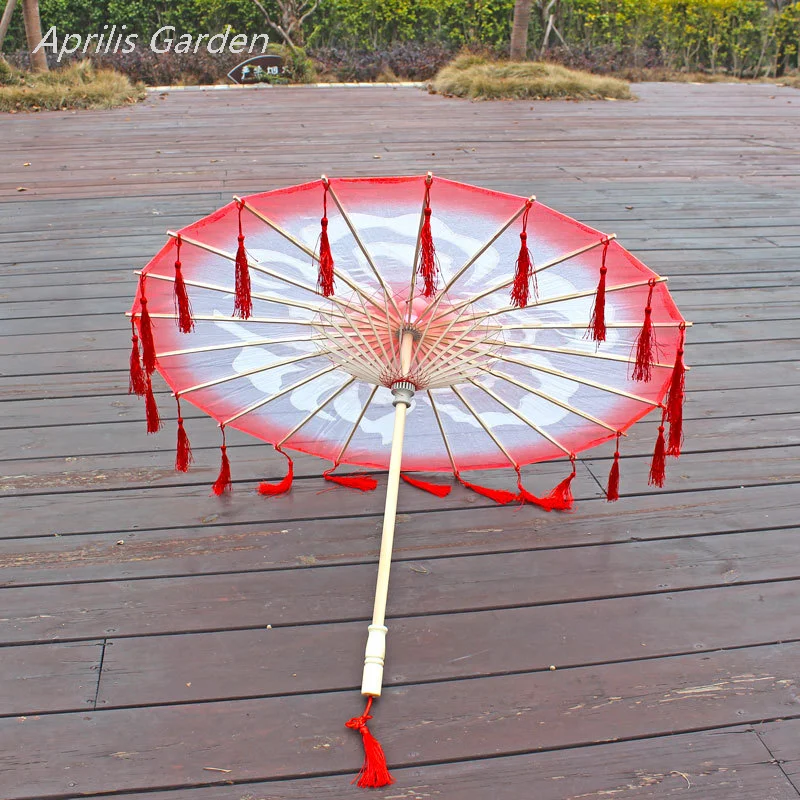 Jasmine Blossom Dancing Props Umbrella Classical Cheongsam Show Dancing Umbrella Transparent Silk Umbrella Craft paraguas mujer