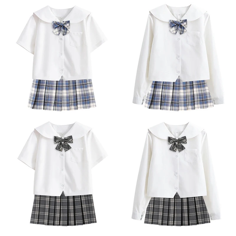 Uniforme escolar para mujer, disfraz de marinero, traje japonés de manga corta JK, Falda plisada, Mangas de Anime, Sapporo