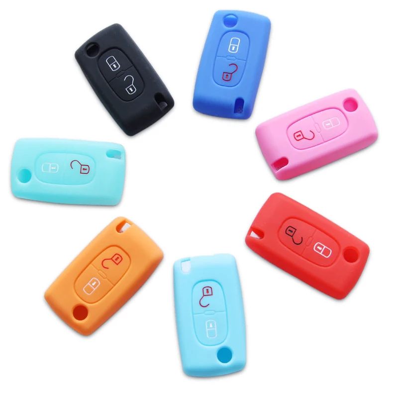 For Peugeot 308 207 307 807 Expert Partner For Citroen C3 Picasso C4 Dispatch C8 Silicone Car 2 Buttons Key Cover Case Shell