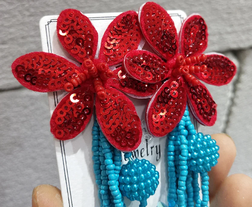 

Free Shipping HER001 50 Pairs/lot 5x12.5CM Bohemian Earrings W Pearl&sequins Fashion Earrings Women Wearing Jewelry Wholesales