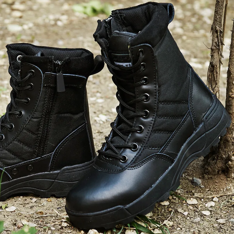 Botas de entrenamiento para hombre y mujer, zapatos altos de cuero, antideslizantes, transpirables, para caza, senderismo y escalada al aire libre, 35, 46