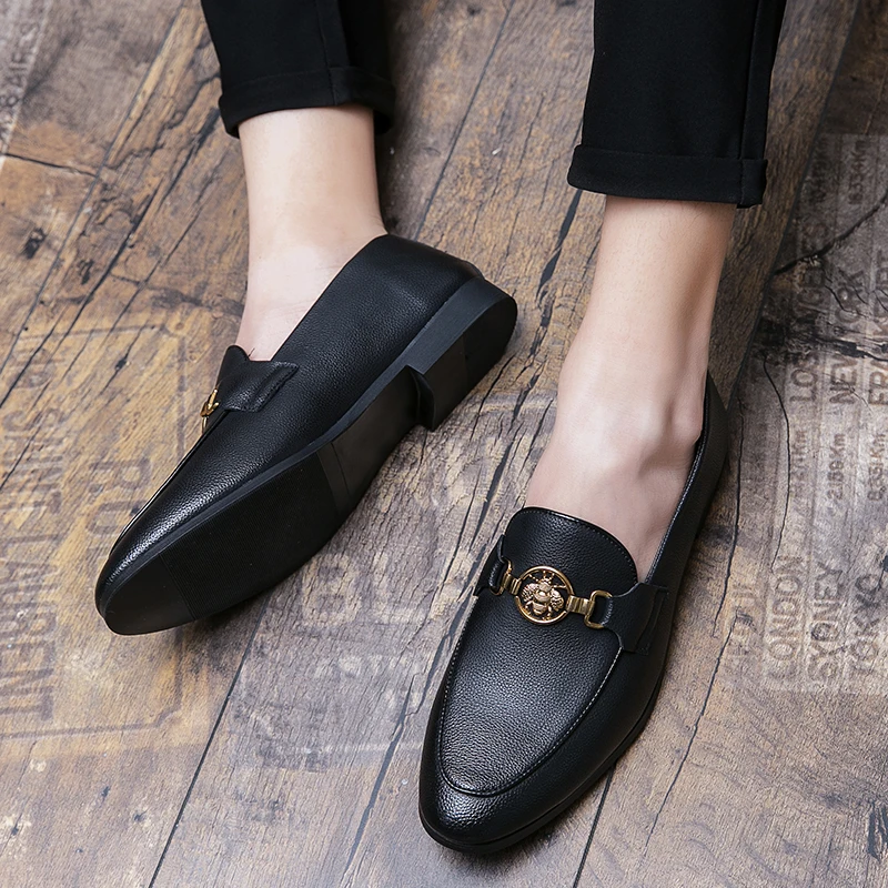 New Designer Leather Men Casual Luxury Black Shoes Brand 2022 Mens Loafers Moccasins Breathable Slip on Male Dress Driving Shoes