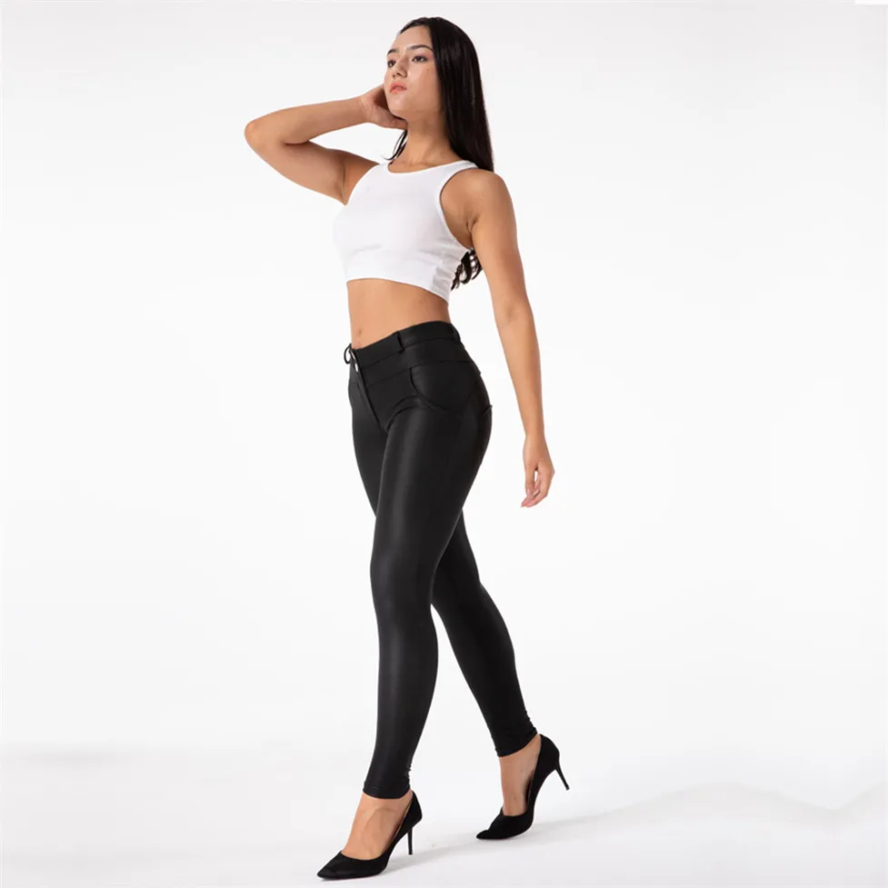 Shascullfites Melody Black Pleather Hose Damen Heat Fleece Gefütterte Leggings Pu Skinny Push Up Hose