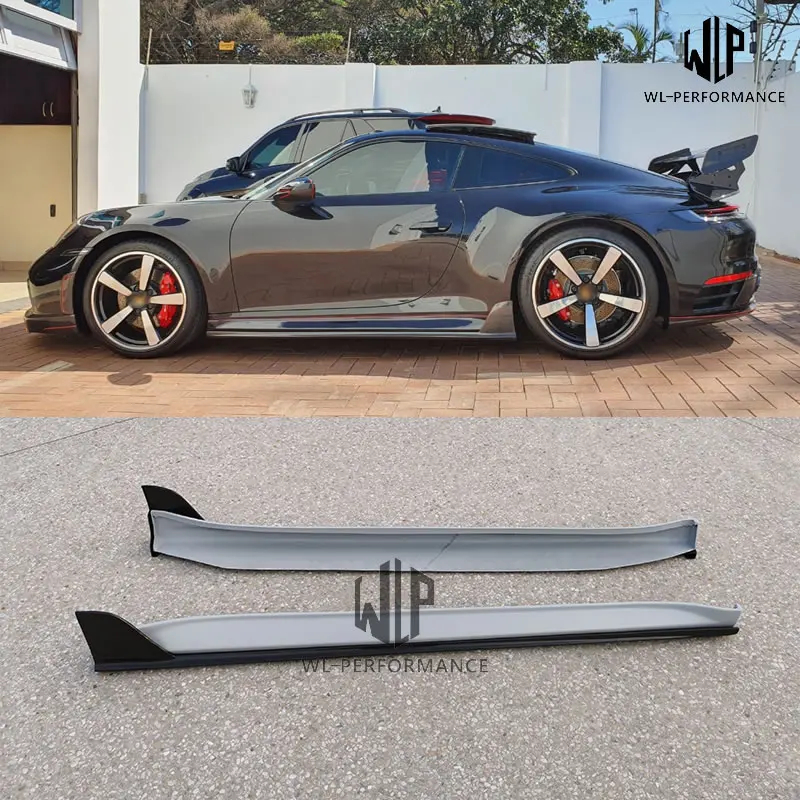 

High Quality Carbon Fiber / FRP Unpainted Side Bumper Lip Apron Side Skirts For Porsche 911 992 Carrera TA Style Car Body Kit