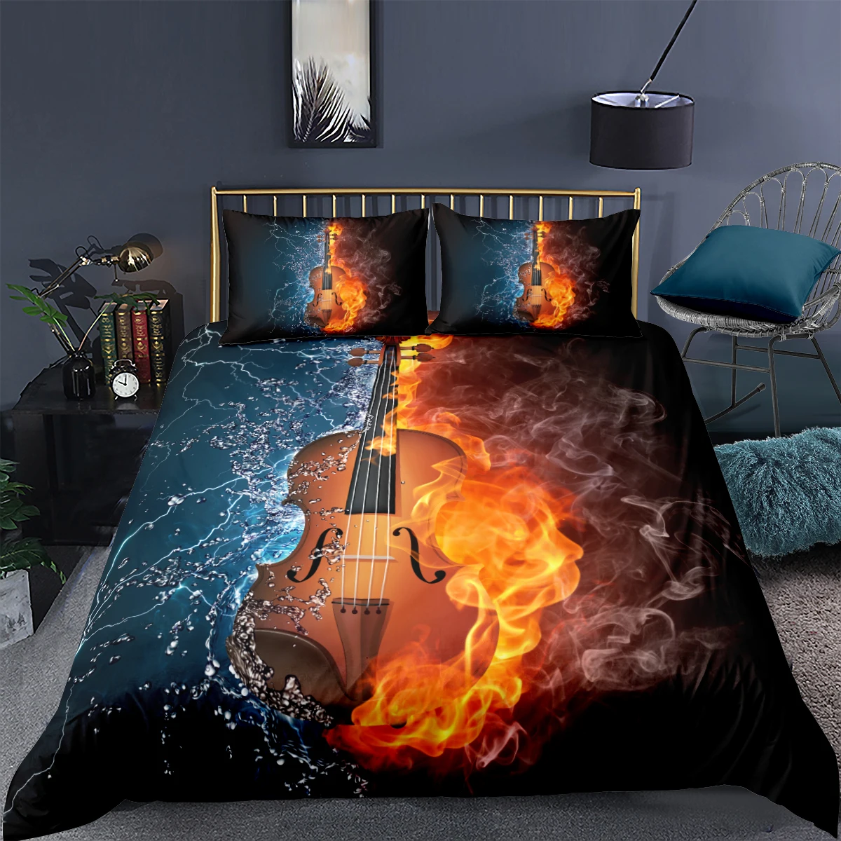 Bedding Set 3D Modern Duvet Cover Sets Fire and Ice Comforter Cases Pillow Cases King Queen Super King Twin Size 180*210cm