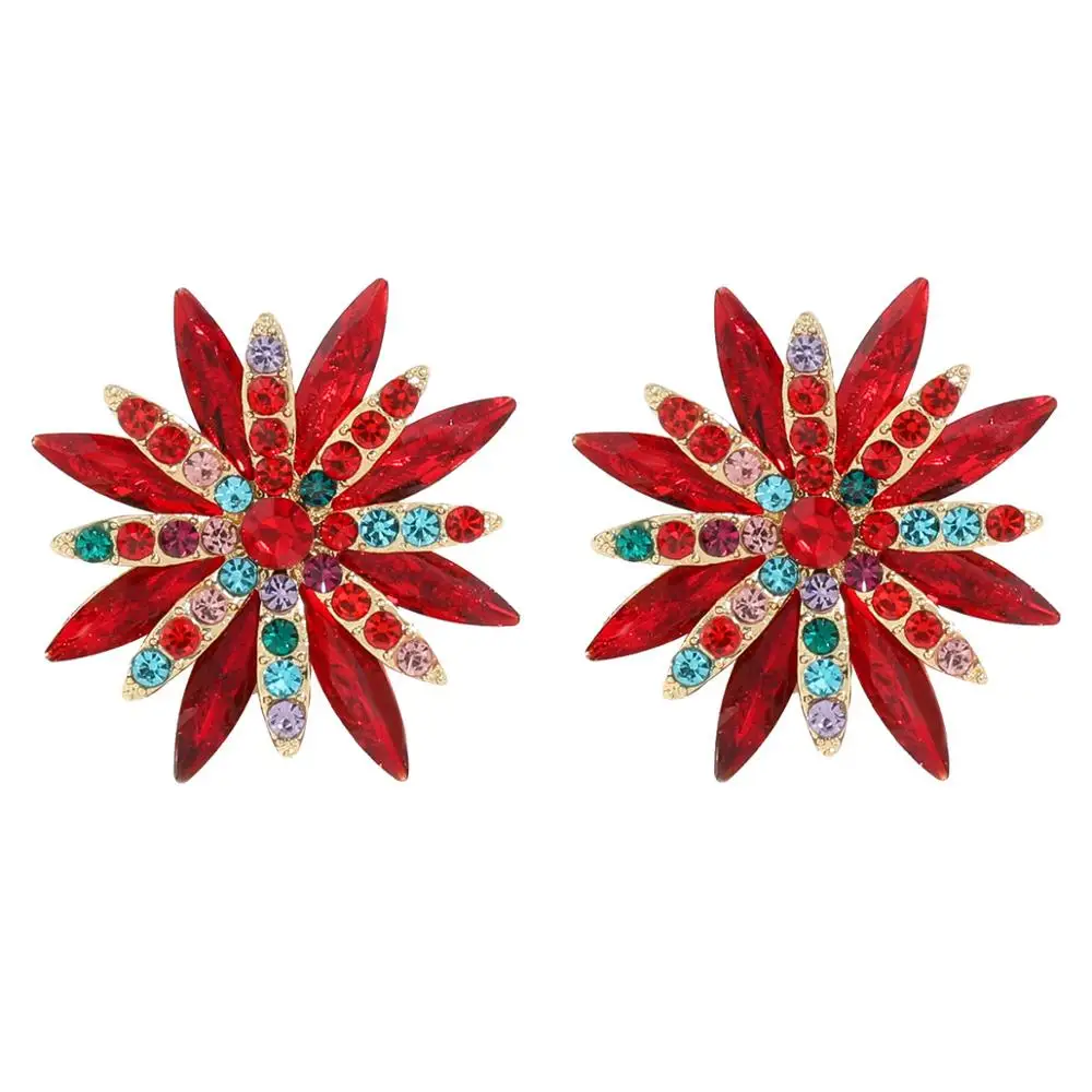 Multicolors Earrings For OL Fashion Color All-match Alloy Rhinestone Flower Earring Girl European and American Ear Jewelry 2020