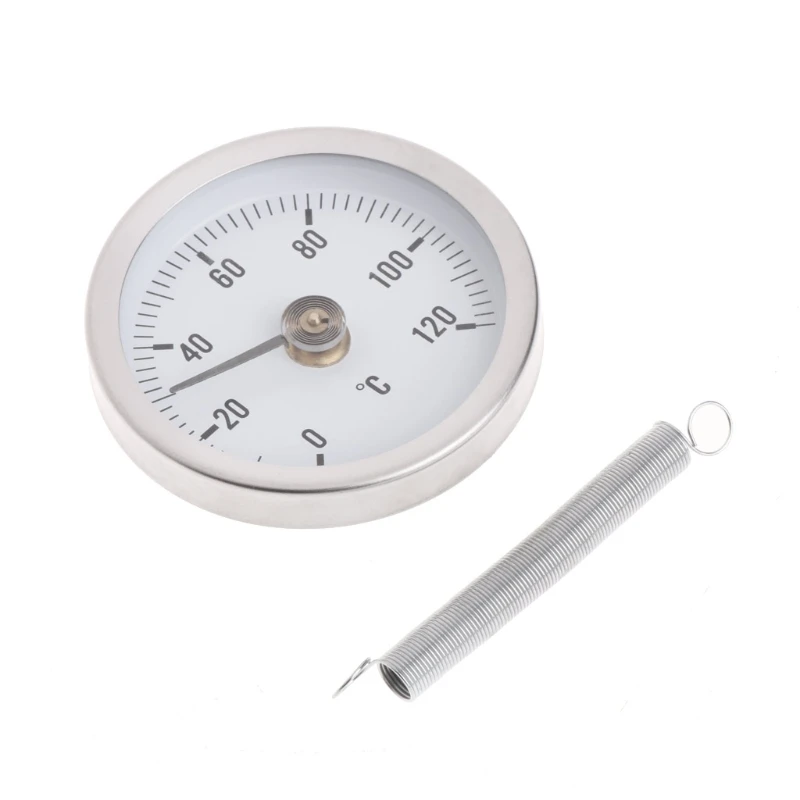 

Pipe Clip-On Dial Thermometer Temperature Bimetal Temp Gauge & Spring 63mm 120℃