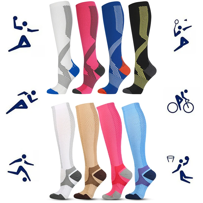 Sports Socks Cycling Compression Stockings Women\'s Men\'s Crossfit Popsocket Long Male White Nurse Designer With Print Funny Pair