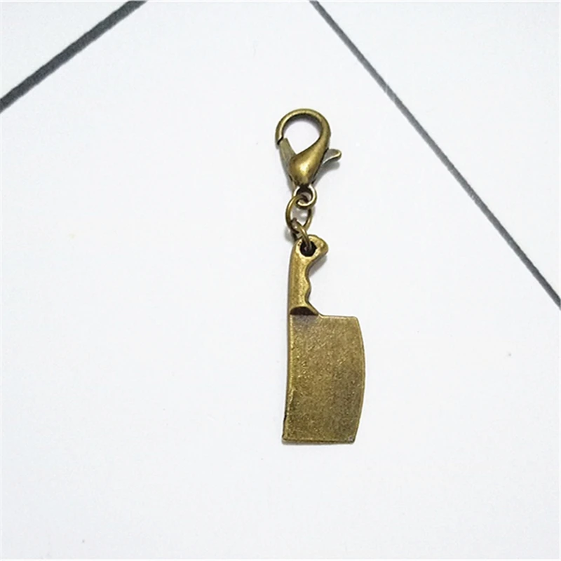 2 Pcs Bronze Color Cleaver Clip on Charm Perfect for Necklace and Bracelets, Chef Gift