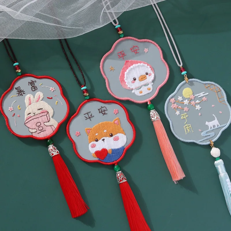 2022 Handmade Mesh Embroidery Kit Mount Fuji Animal Pattern Hoop Cross Stitch Punch Needle Embroidery Thread Kit for Beginner