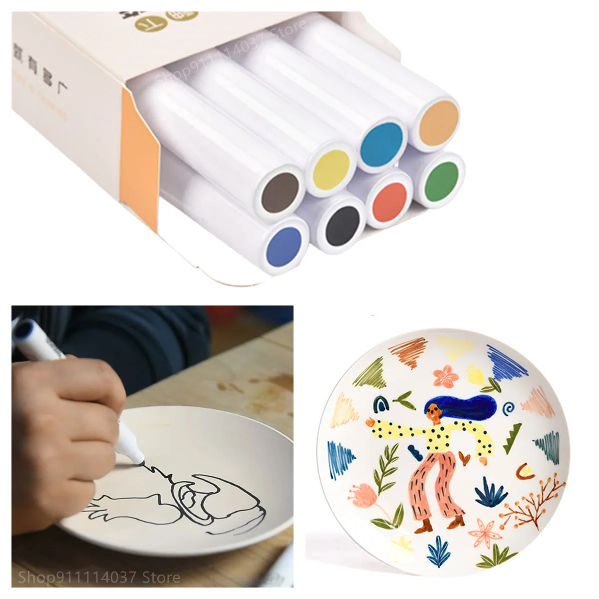 8 kolorów ceramiki sztuki Underglaze Marker ceramiczne malowanie Pigment Pen glina DIY specjalne pióro Dot obraz rzemiosło narzędzia garncarskie