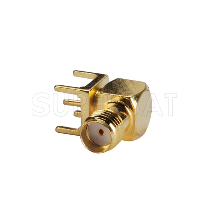 Superbat 10 ชิ้น SMA ผ่านรูหญิงมุมขวา PCB Mount รุ่นสั้น RF Coaxial Connector