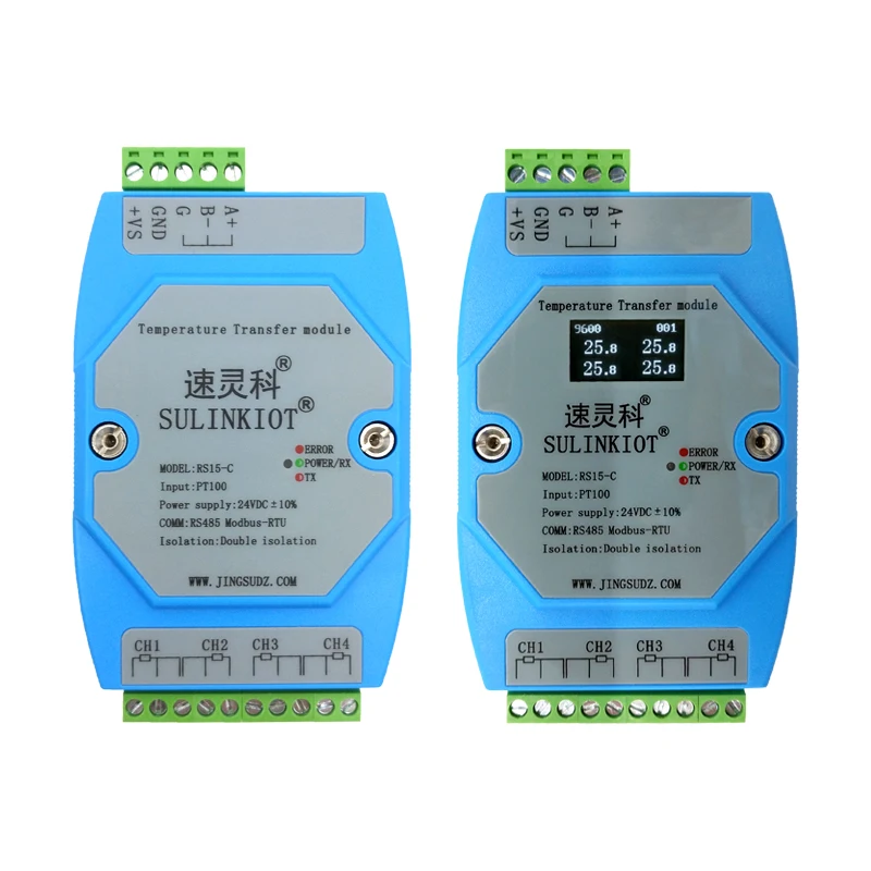 New RS15 4 way pt100 transmitter isolated acquisition module RS485 platinum thermal resistance MODBUS