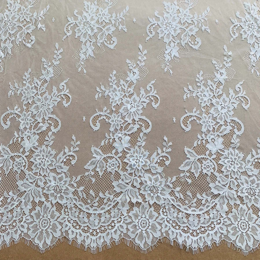 3 Meters Delicate Super Chantilly French Lace Fabric Wedding Bridal Lace Material Off White, Black Ready Goods Sewing Dress Lace