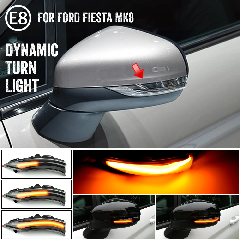 Turn Signal Light LED Side Wing Rearview Mirror Repeater Blinker For Ford Fiesta ST Line MK8 2018 2019