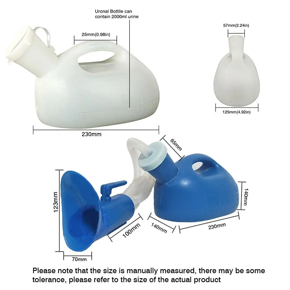 Urinal Bottle Portable Urinal Potty with Lid and Extension Tube Outdoor Urinal Chamber Pot for Men Women Camping Car Travel 2000