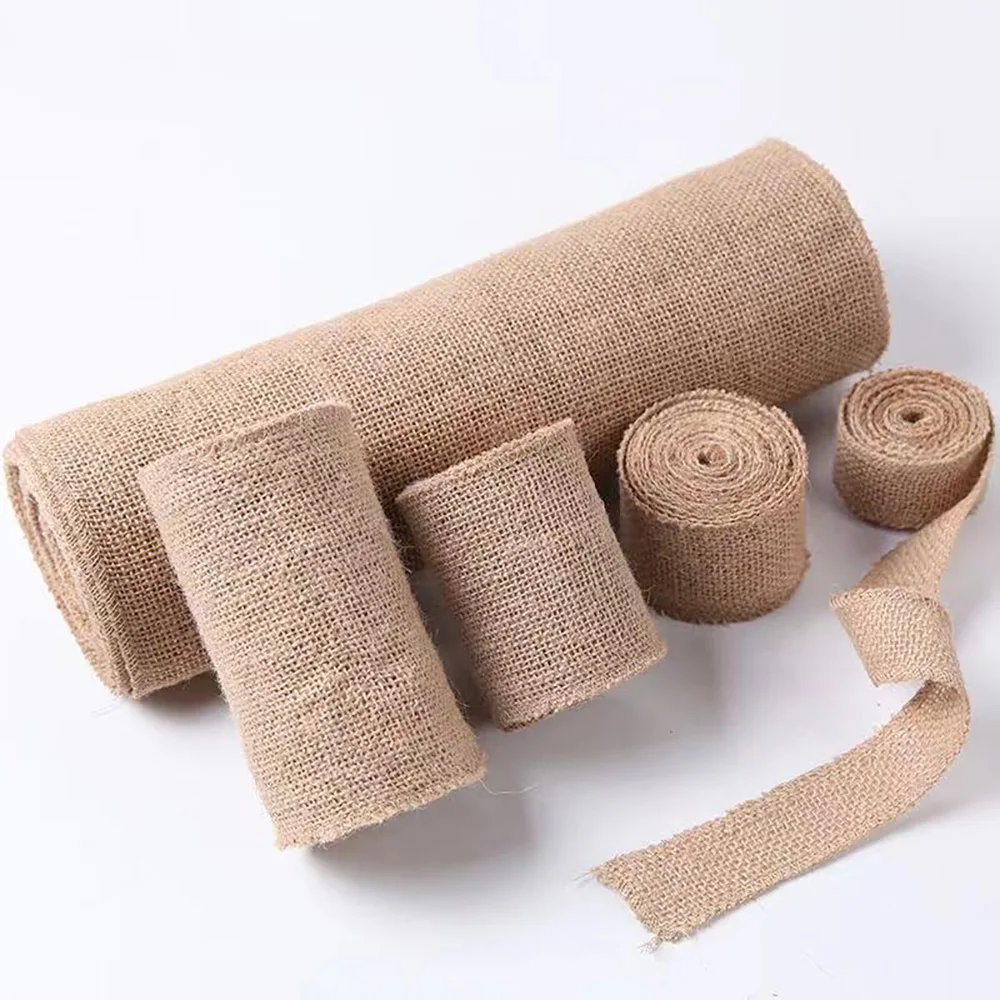 Fabric Jute 100% Vintage Table Runner Home DIY Decor Supply Craft Ribbon Burlap Hessian Rustic Country Wedding Party Decorations