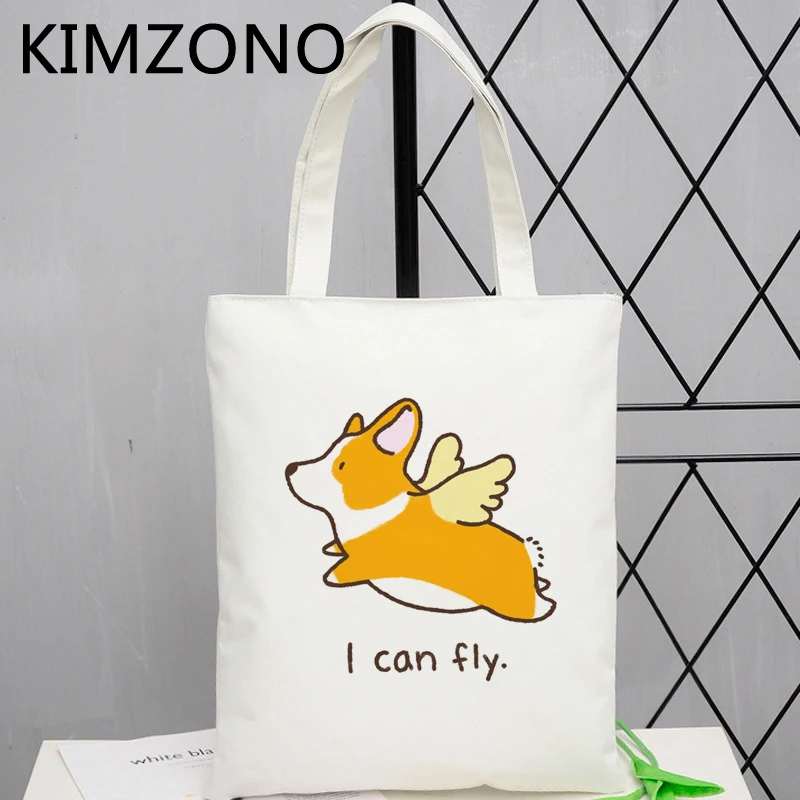 Corgi shopping bag reusable tote shopping handbag shopper bag reusable string custom