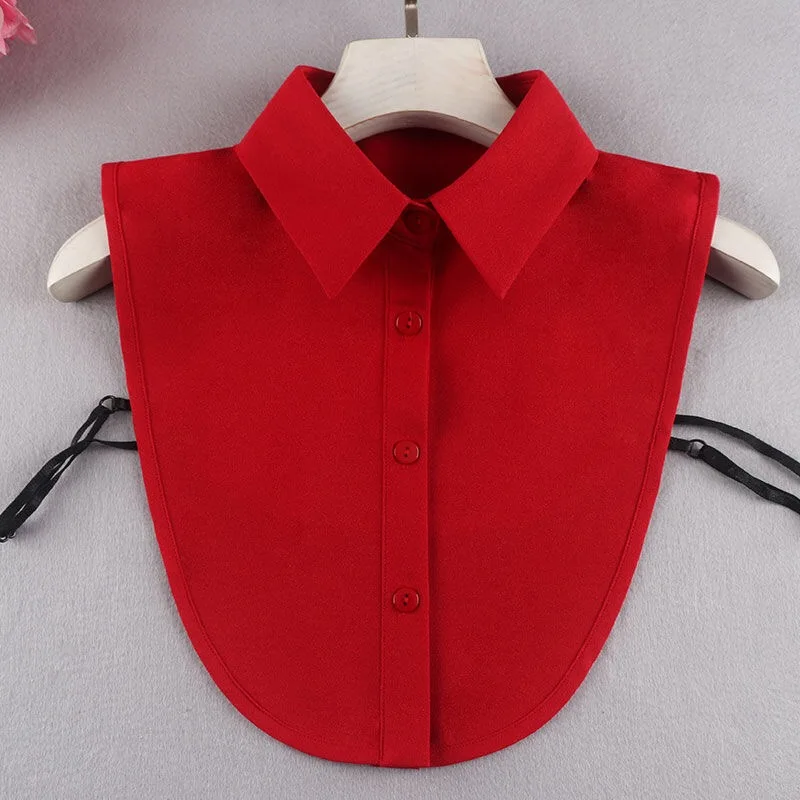 2021 New Brand Stylish Pure Solid Ladies Shirt Vintage Fake Collars Causal Detachable Collar Black White Clothes Accessories