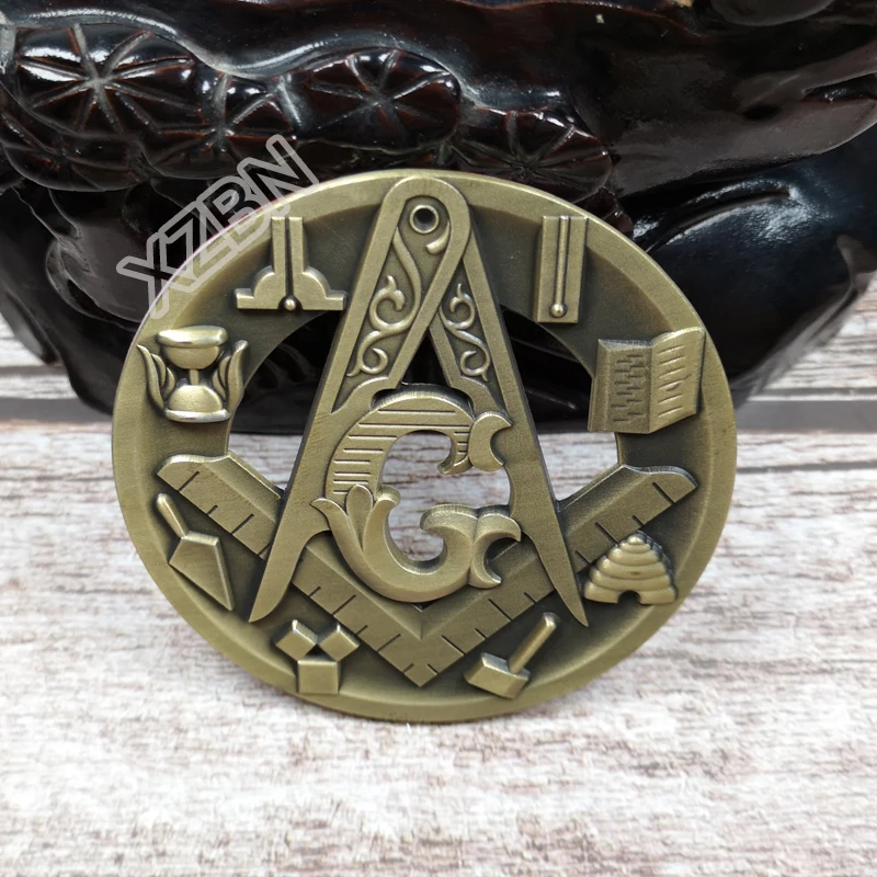 Masonic Auto Car Badge Emblems mason freemason BCM44 Compass And Square Tools hollow out 3D 3\'\' antique  technique personality