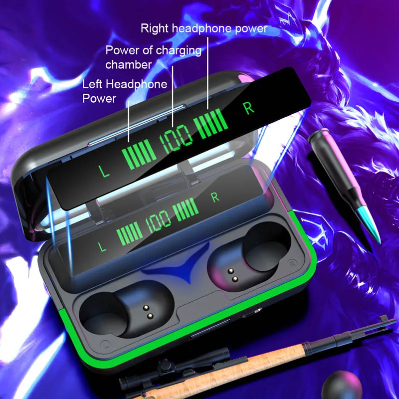 Игровые беспроводные наушники, гарнитура, Мини Bluetooth наушники, гарнитура с микрофоном, внешний аккумулятор 1200 мАч, зарядное устройство