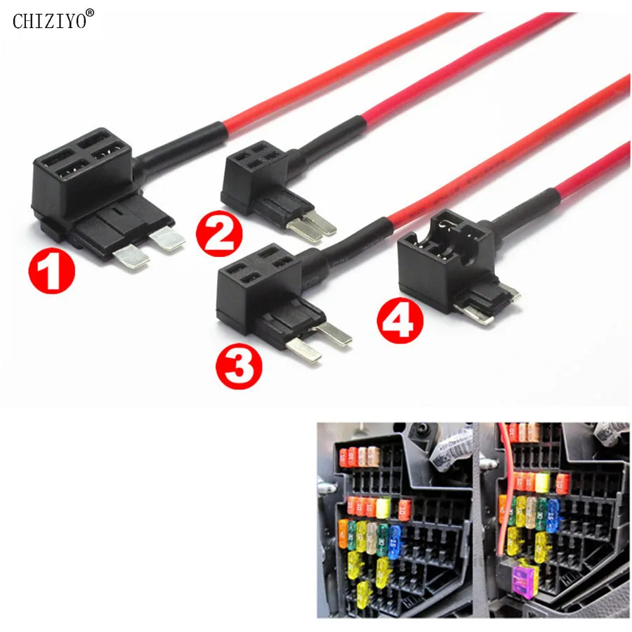 5pcs Auto Car Fuse Box Holder ACU ACZ ACS ACN Adapter For Car Electrical Appliance Navigation Recorder Line Installation 12V