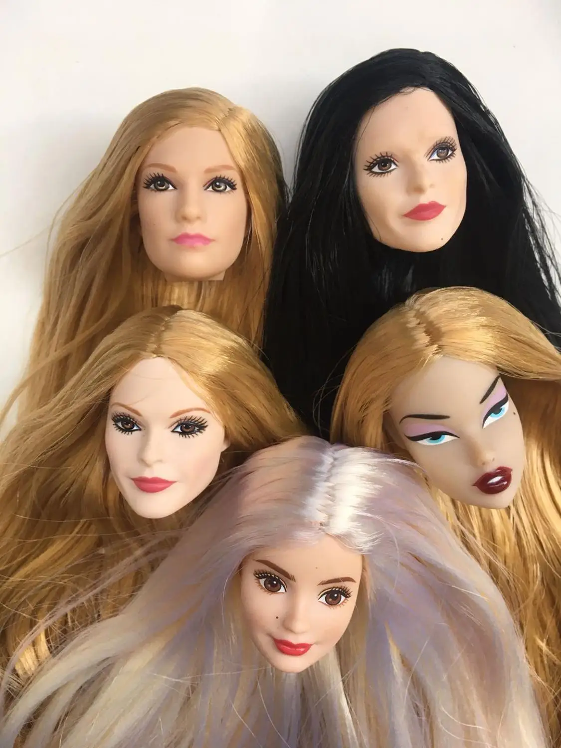 New Original Doll Head Princess DIY Toy Cinderalla Doll Head Rare Collection Long Hair Doll Parts 1/6 Princess Doll Head