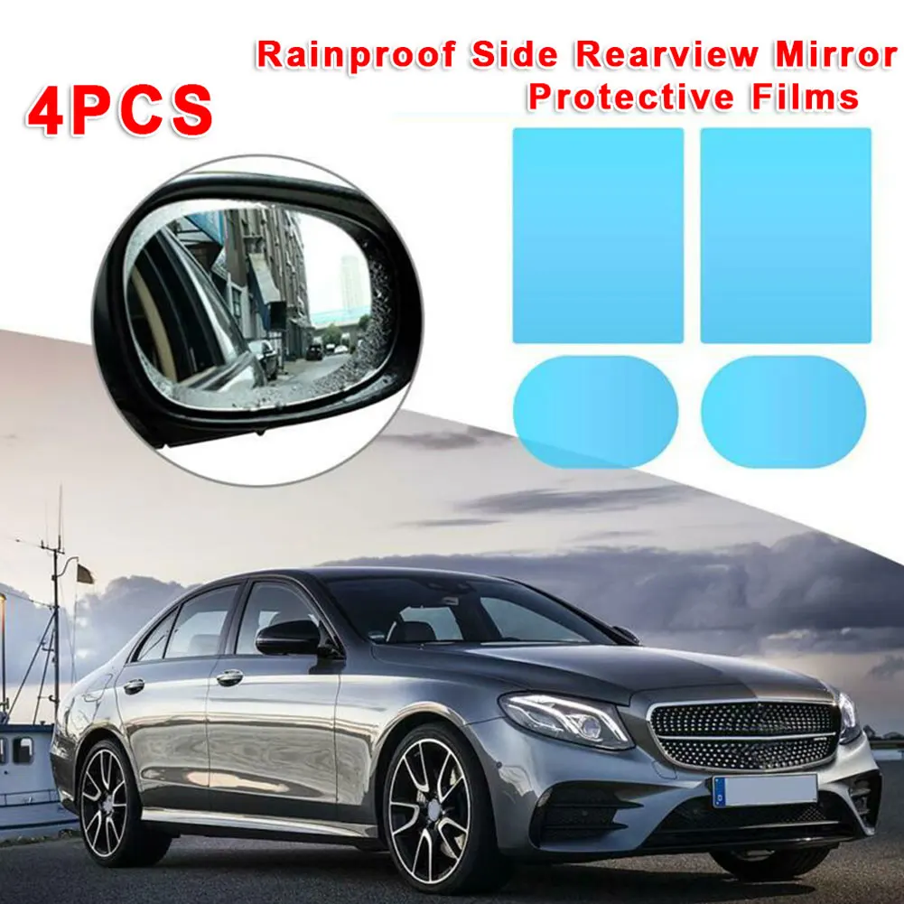 4Pcs Soft Anti Fog Film Car Rear Mirror Protective Film Window Clear Rainproof Rear View Mirror Protective Anti-glare Clear Film