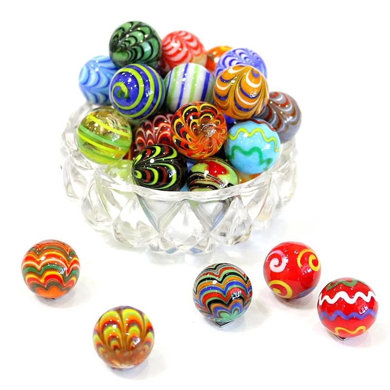 25MM Custom Colorful Handmade Murano Glass Marbles Balls Ornaments Home Vase Bonsai Decor Accessories Game Pinball Toys For Kids