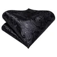 Black Floral Wedding Tie For Men Handky Cufflink Elegant Necktie For Men Fashion Designer Business Party Dropshiping silk 6