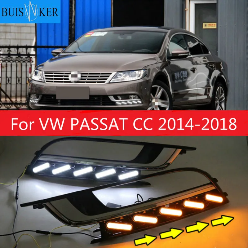 

2PCS Car light For VW PASSAT CC 2014-2018 LED DRL Daytime running lights with fog lamp cover