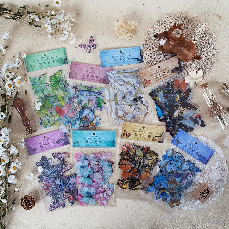 40pcs/pack Butterfly Stickers Diary Sealing Label Sticker Decal Travel Sticker Diy Scrapbooking Diary Planner Albums Decoration image 2