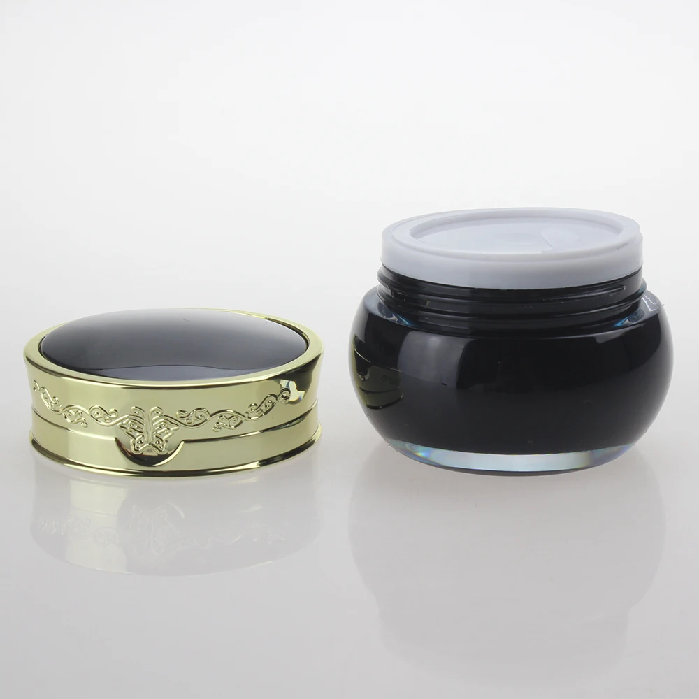 

Black 1oz Empty Body Cream Jar with Flower Lids,Plastic Cosmetic Jar 30g