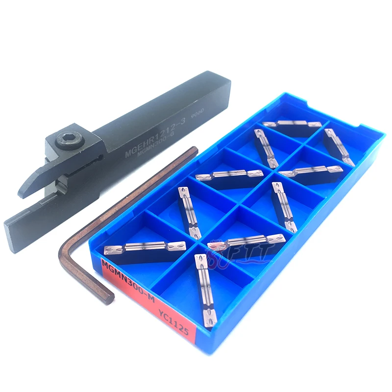 MGMN300 M YC1125 High Quality Carbide Inserts + MGEHR1212-3 Lathe Cut-Off Grooving Parting Tool Holder Wrench Turning Tool Set