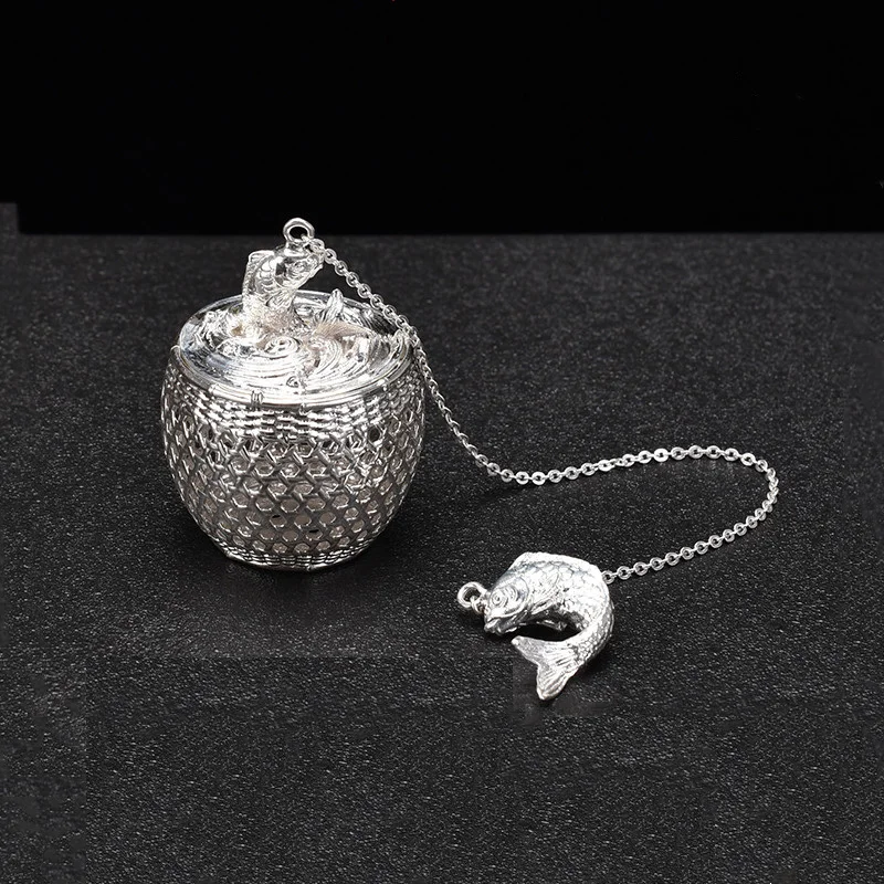 

Lucky Fortune-Pure Silver Tea Leaf Strainer, Kung Fu Tea Filter, Creative Artifact, Portable, Reusable Gifts for Home, Office