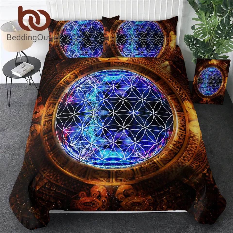 

BeddingOutlet Flower of Life Bedding Sets Mayan Calendar Comforter Cover Abstract Ancient Bed Set Sacred Geometry Duvet Cover