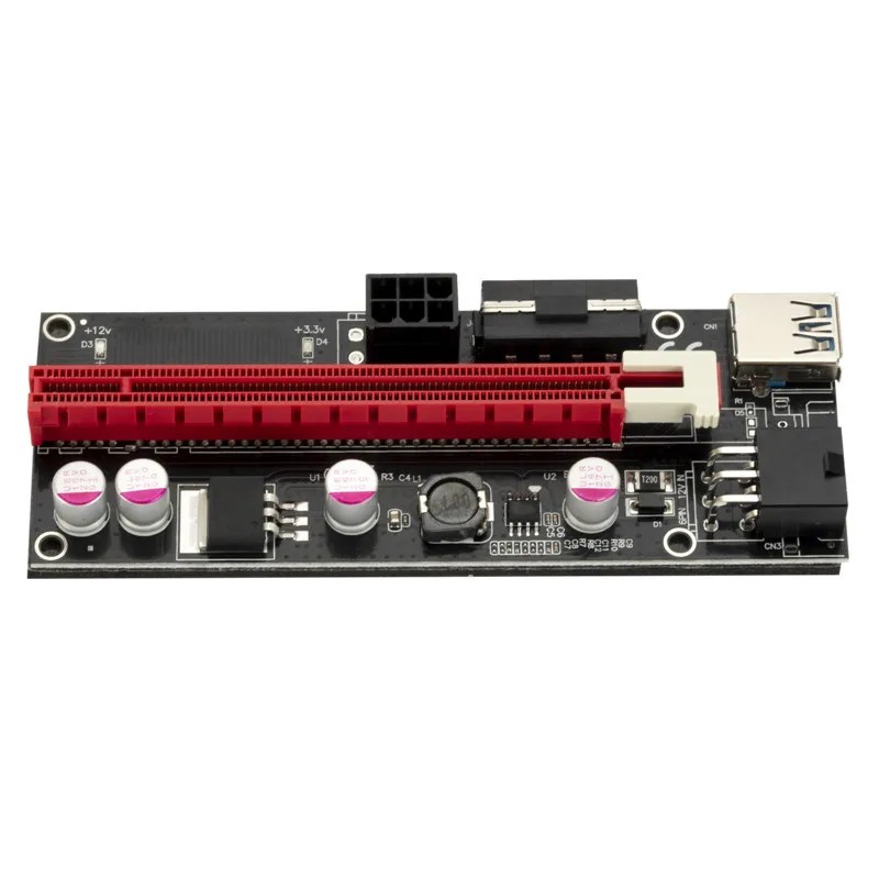 Newest VER009 USB 3.0 PCI-E Riser VER 009S Express 1X 4x 8x 16x Extender Pcie Riser Adapter Card SATA 15PIN to 6 PIN 3IN1 Power